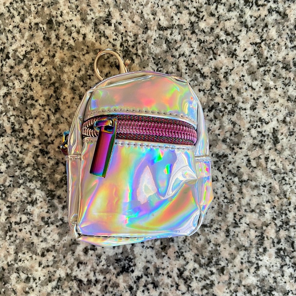 ♥️💖 Holographic Iridescent Mini Clip On Backpack Style Bag